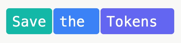 First-pass Save The Tokens logo: three colored boxes reading Save / the / Tokens